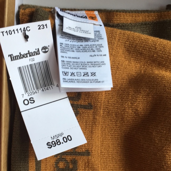 Timberland Hat & Scarf Reversible Tan & Green One Size Fits All Men/Women NWT - Picture 3 of 3